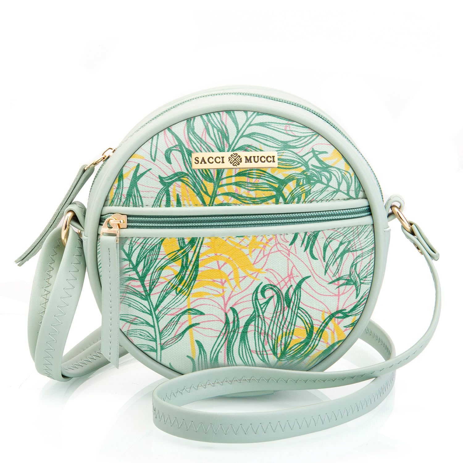 SACCI MUCCI Round Round Sling Bag, Printed Sling Bag For Girls, Crossbody Bag For Women, gifts for women, Shoulder Bag with Strap - Botanical (Mint Green) (B0CFVV5GKM) Amazon Price History, Amazon Price Tracker