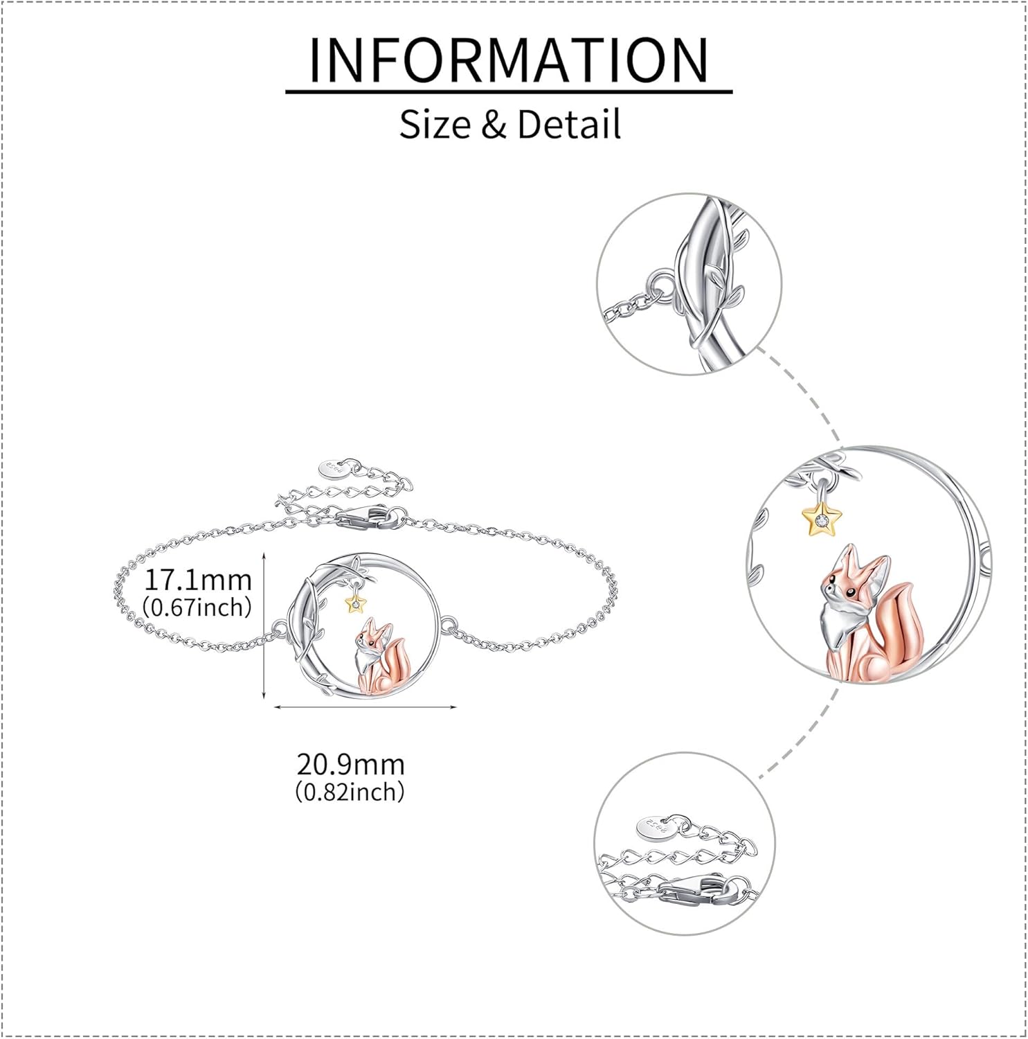 YAFEINI Fox Bracelet 925 Sterling Silver Cute Fox Bracelet For Women Animal Jewelry Gifts For Women Mom Wife Fox Lovers - Image 4