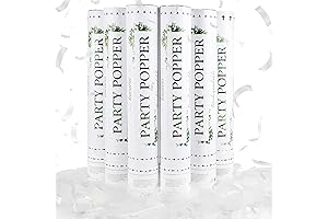 6 Pack White Confetti Cannon Party Accessory 12" Water Soluble White Confetti...