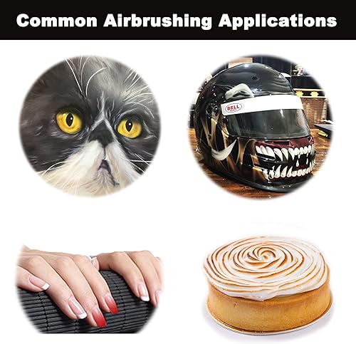 Miniatura 6 de SAGUD Kit de aerógrafo Pistola de cepillo de aire de alimentación por gravedad de doble acción con 0.012 in y 13 oz. para pasatiempos, modelos,