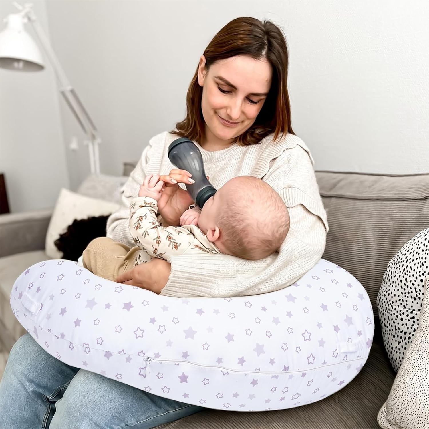 4-in-1 Tummy Time & Nursing Pillow with High, Firm, Large Area, Detachable Seated Support Cushion, Removable and Machine Washable Slipcovers, Baby Play Mat and Toys 0-24 Months - Image 3