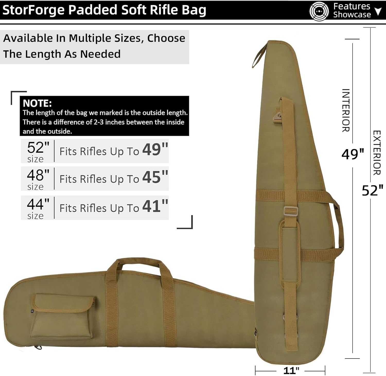 Soft Storage Bag,44/48/52 Inch Portable Carrying Bag with Adjustable Shoulder Sling