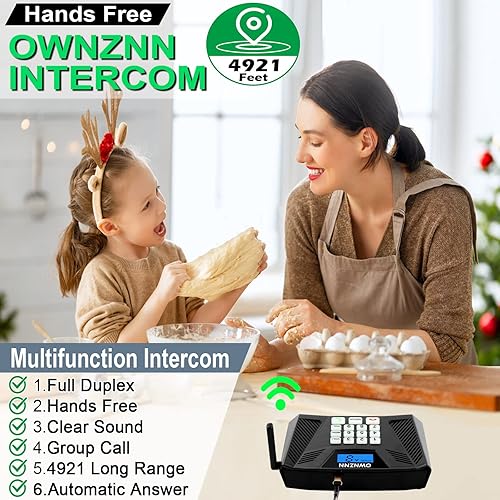Miniatura 2 de Intercomunicadores inalámbricos para el hogar manos libres, sistema de intercomunicación OWNZNN mejorado de 9 canales 2 código, intercomunicador