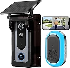 Aceele Timbres con Cámara Inteligente y Cubierta Protectora Resistente a la Intemperie con Energía Solar, Audio Bidireccional, Alertas Instantáneas, Visión Nocturna y Detección de Movimiento