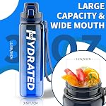 Mevoly Water Bottle, 32oz Sports Motivational Water Bottle with Time Markings to Drink & Strap & Clean Brush, 1L, Tritan, BPA Free, Wide Mouth, LeakProof for Women Men Gym Fitness Outdoor (1 Pack)
