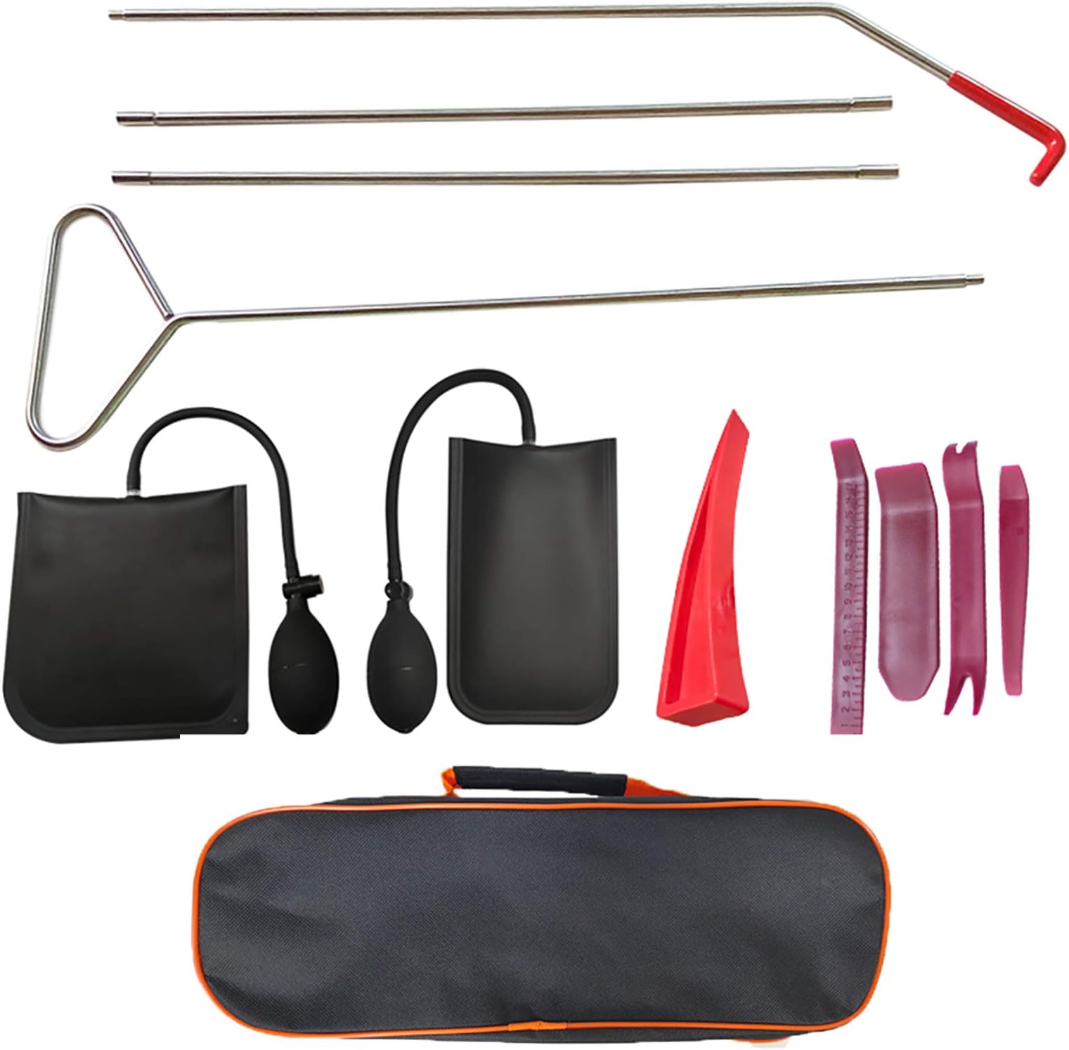 Car Tool Kit, Breakdown Emergency Kit with Long Reach Grabber, Professional Automotive Car Tool Kit Emergency Kit Essential Car Lockout Kit for Car Easy Grabbe with Air Wedge Pump, Non Marring Wedge