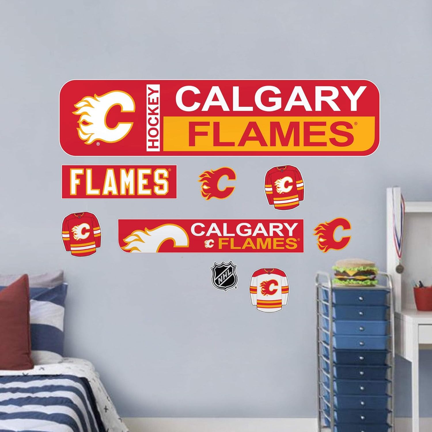 Sports Decor Calgary Flames Repositionable Wall Decal Set - Street Signs
