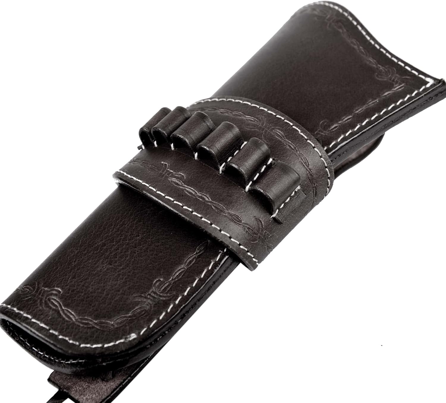 Hulara Leather Western Cowboy Holster with Ammo Loops .45 Auto, .45 ACP and .44 Cal. fit 4" to 8" Western Gun Holster 45 Revolver