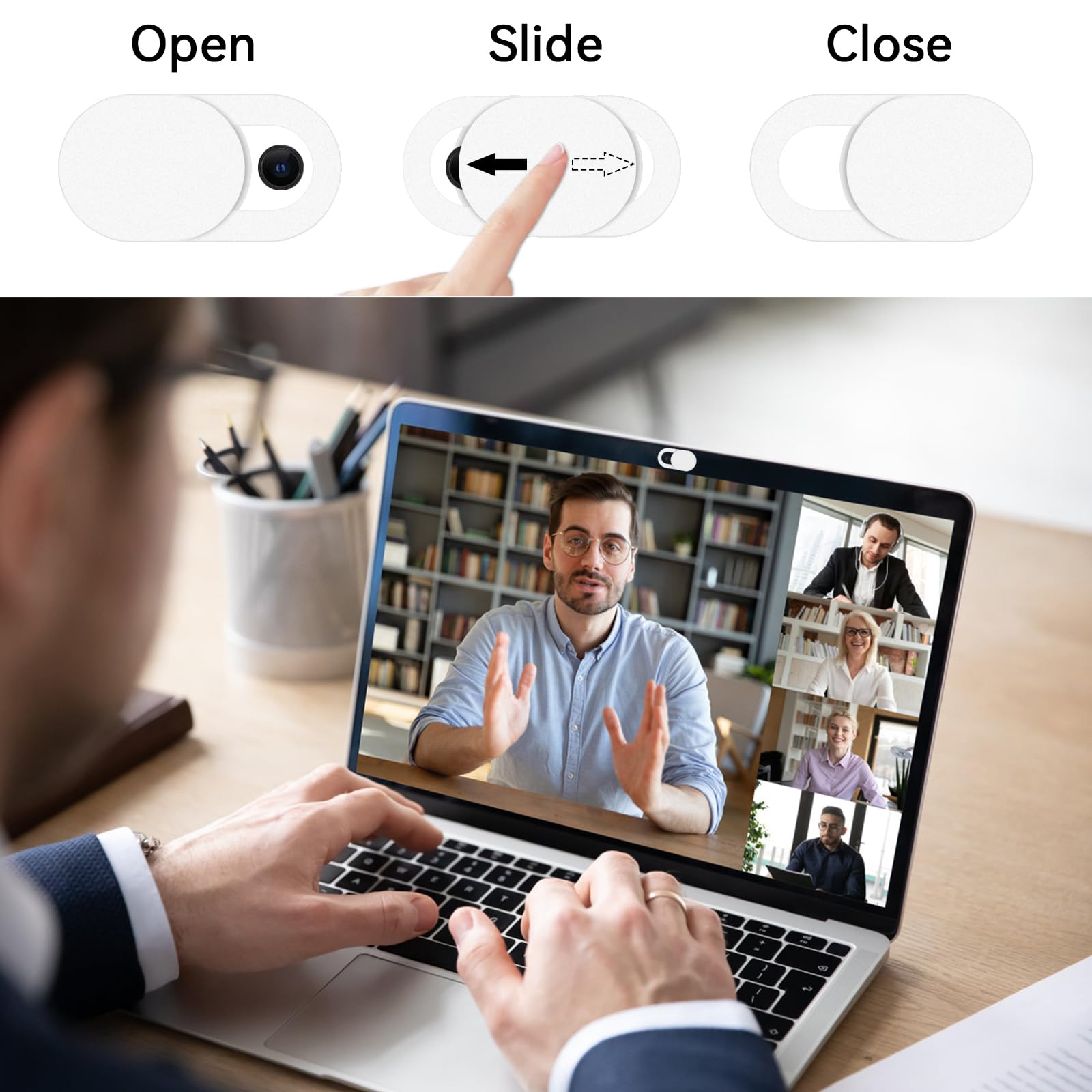 8 Pezzi Coperchio Della Webcam, 0.6mm Camera Cover Ultra Sottile per Smartphone, Webcam Cover di Sicurezza con Panno Grigio per La Vostra Privacy e Sicurezza (Bianco+Nero)
