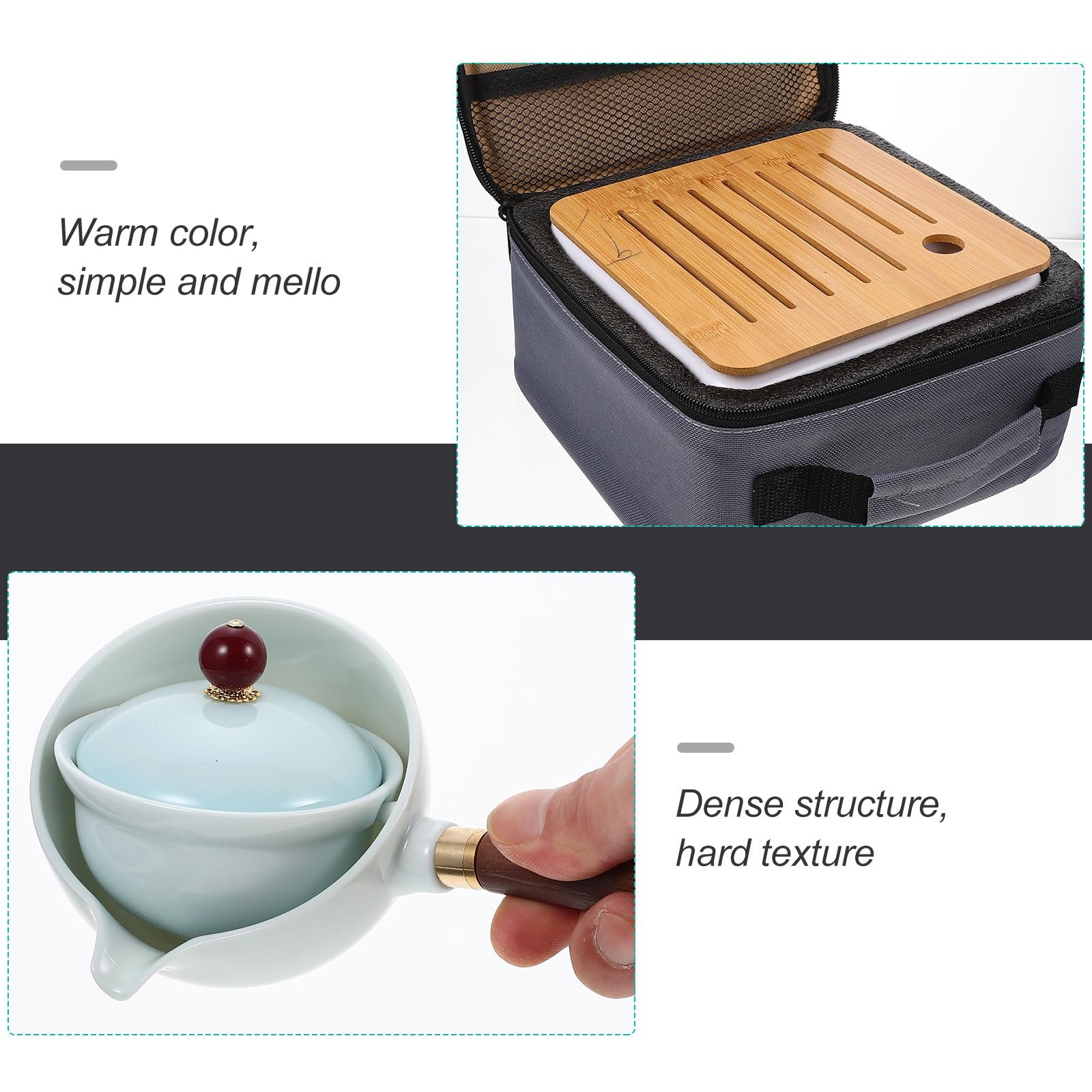 Mipcase Tetera de Cerámica Asa para Hacer Té Estilo Kung Fu, Práctico Juego de 1 Set Elegante para Oficina y Momento de Té Tarde