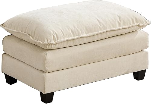 Miniatura 80 de Sofá seccional modular beige de 111.5", sofás seccionales grandes de 3 plazas para sala de estar, tela de chenilla marfil blanquecino, sofá nube de