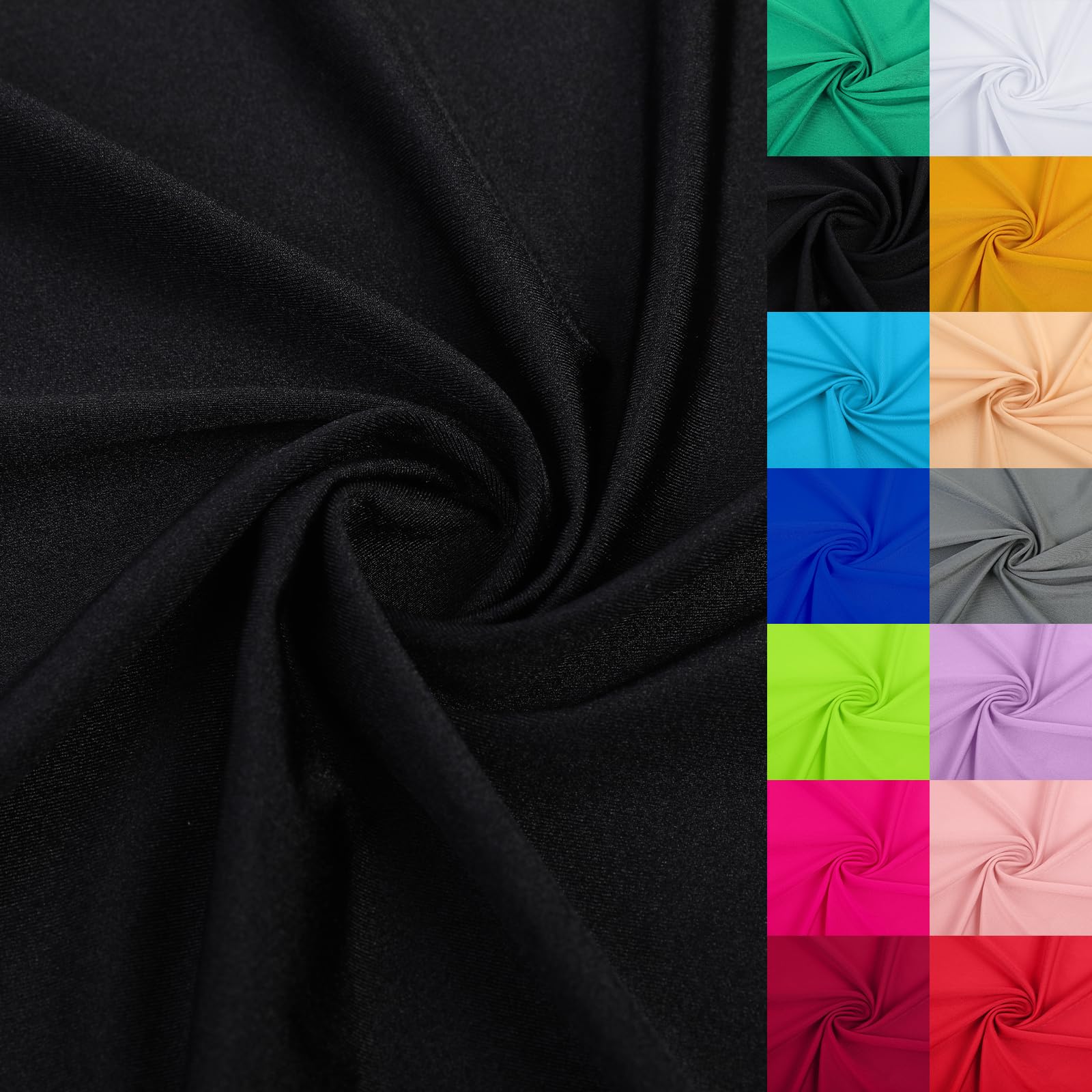 Nylon Spandex Fabric 80% Nylon, 20% Spandex Swimsuit Material Activewear Fabric 4-Way Stretch Lightweight Quick-Drying 59 inches Wide(Black, 1 Yard) Black 1 Yard