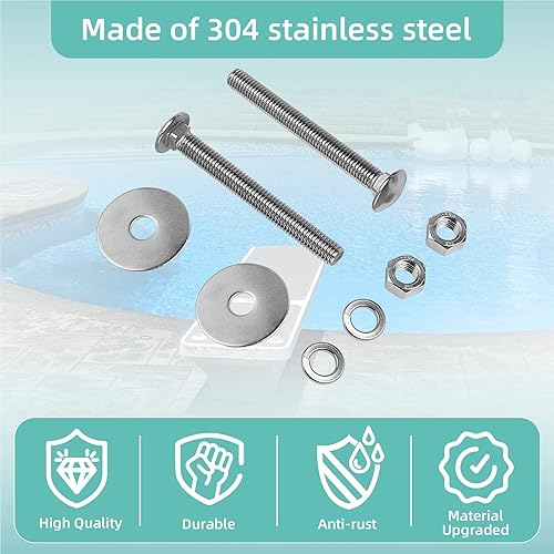 Miniatura 4 de NOVINO Diving Board Bolts Kit Replacement,Pool Diving Board Mounting Kit for DB-TB-M Inter-Fab Two Hole Residential,Includes Bolts/Washers/Nuts etc