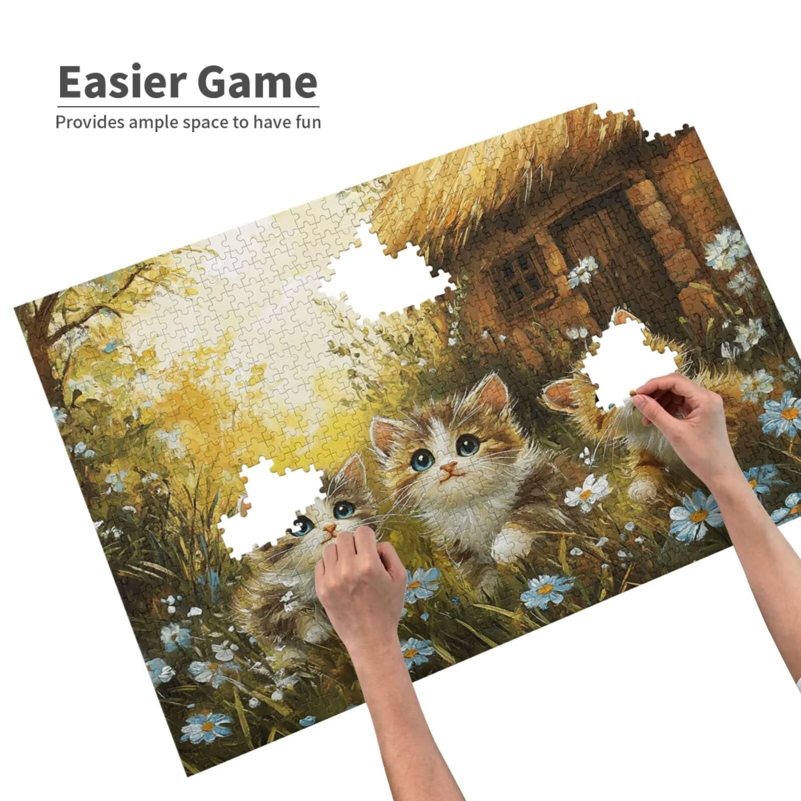 Puzzle kot, 1500 elementów, puzzle kwiatowe, dla dorosłych, z pudełkiem na prezent, "zrób to sam", duże drewniane puzzle dla dorosłych, gra zręcznościowa dla całej rodziny, prezenty dla kobiet, 87 x