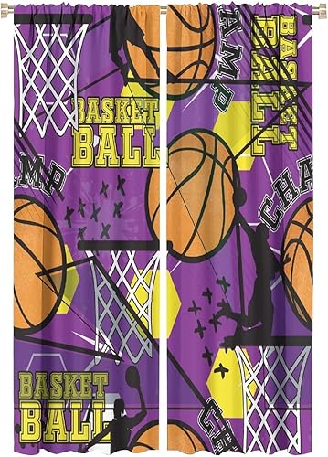 Vista 130 de Boys Sports Curtains Basketball Football Baseball Flame Pattern Printed Curtains Kids and Teenagers' Bedroom Living Room Blackout Curtains W42 * L54