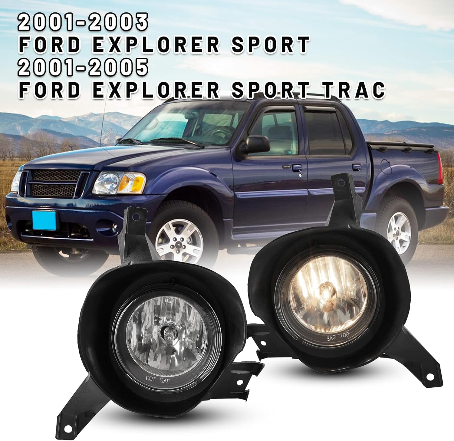 AUTOWIKI For 2001 2002 2003 FORD EXPLORER SPORT, 2001-2005 FORD EXPLORER SPORT TRAC Fog Lights Lamps Assembly 42W