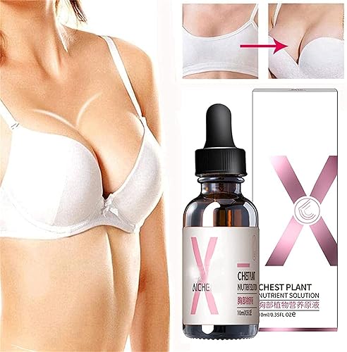 Nihexo Aceite de pecho orgánico de drenaje linfático alegre de 0.3fl oz, suero natural antienvejecimiento, aceite de masaje reafirmante de pechos