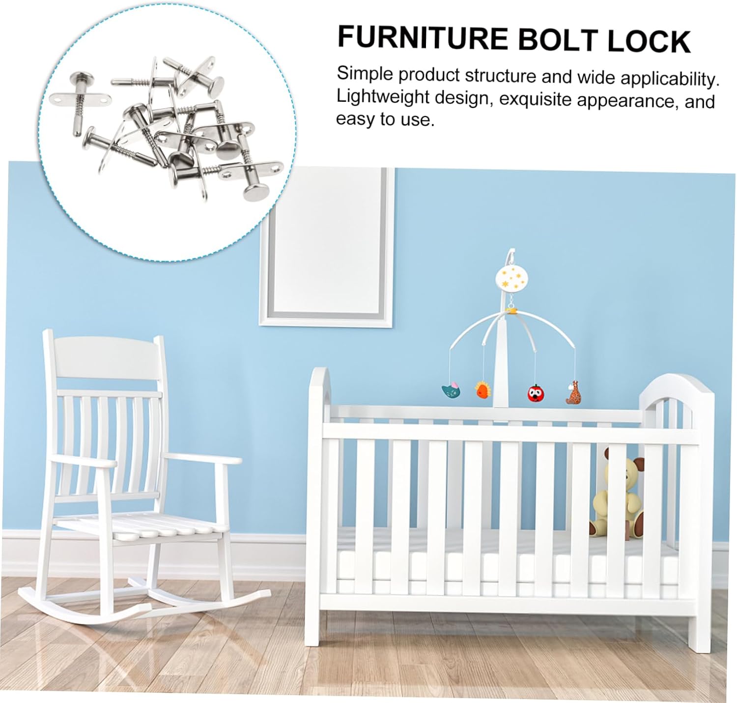 Baby Bed Silver 10 Pcs Iron Spring Latch Furniture Bolt Lock