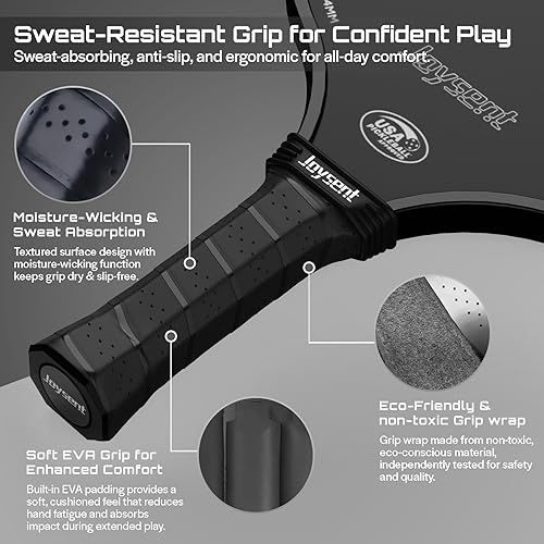 Miniatura 6 de Juego de raquetas de pickleball aprobadas por USAPA de fibra de carbono con bolas para interiores y exteriores, raquetas ligeras y núcleo de panal