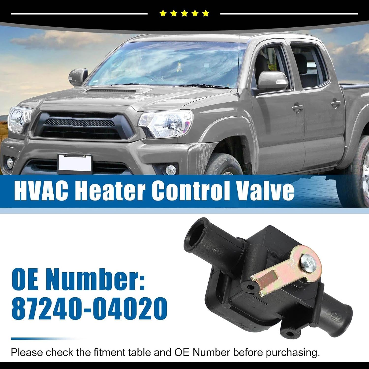 HVAC Heater Control Valve 87240-04020 Suitable for Toyota Tacoma 1995-2000 DLX, SR5 4 Cyl 2.4L, 4 Cyl 2.7L, 6 Cyl 3.4L