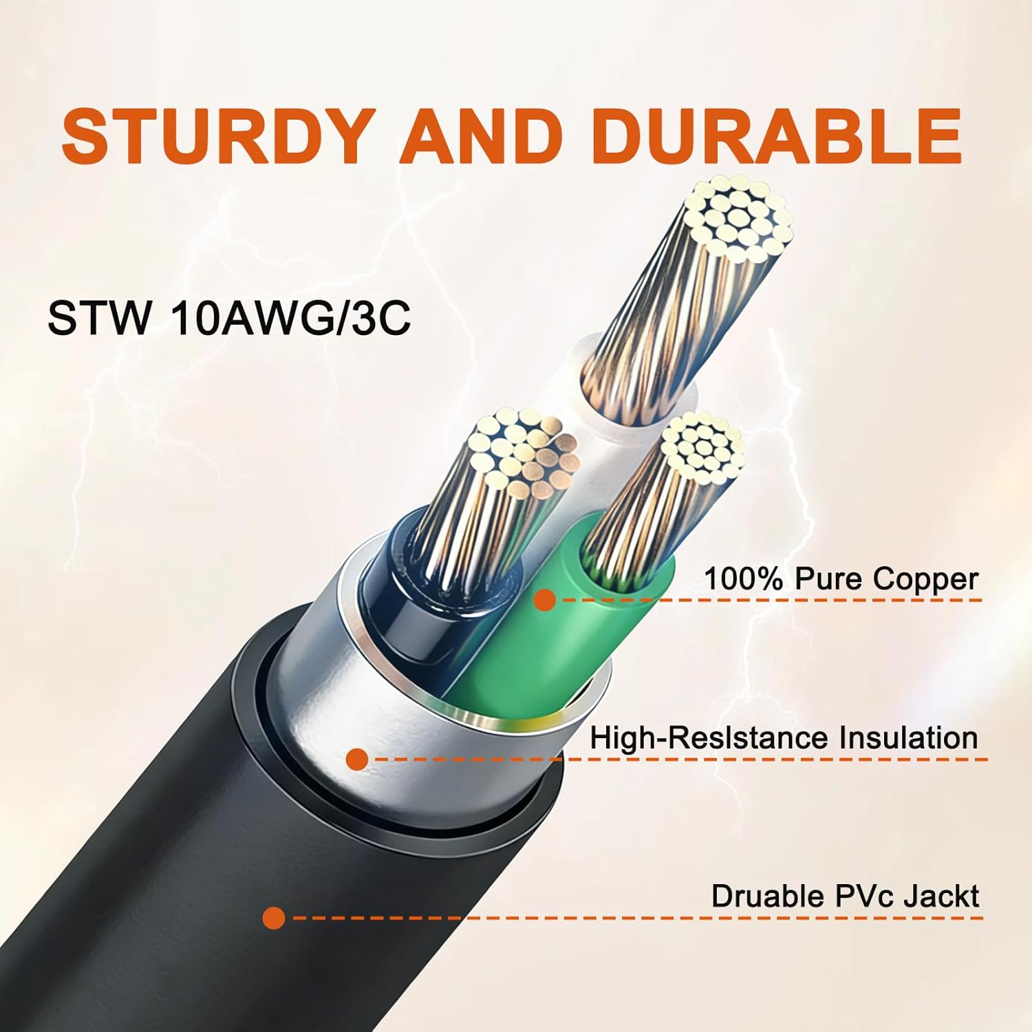 10ft NEMA 6-50P Male to TT-30R AC Power Adapter Cord, STW 10AWG/3C, 3 Prong 50 Amp Welder Male Plug to 30 Amp RV Generator Female Connector Adapter, 125 Volt, ETL Listed