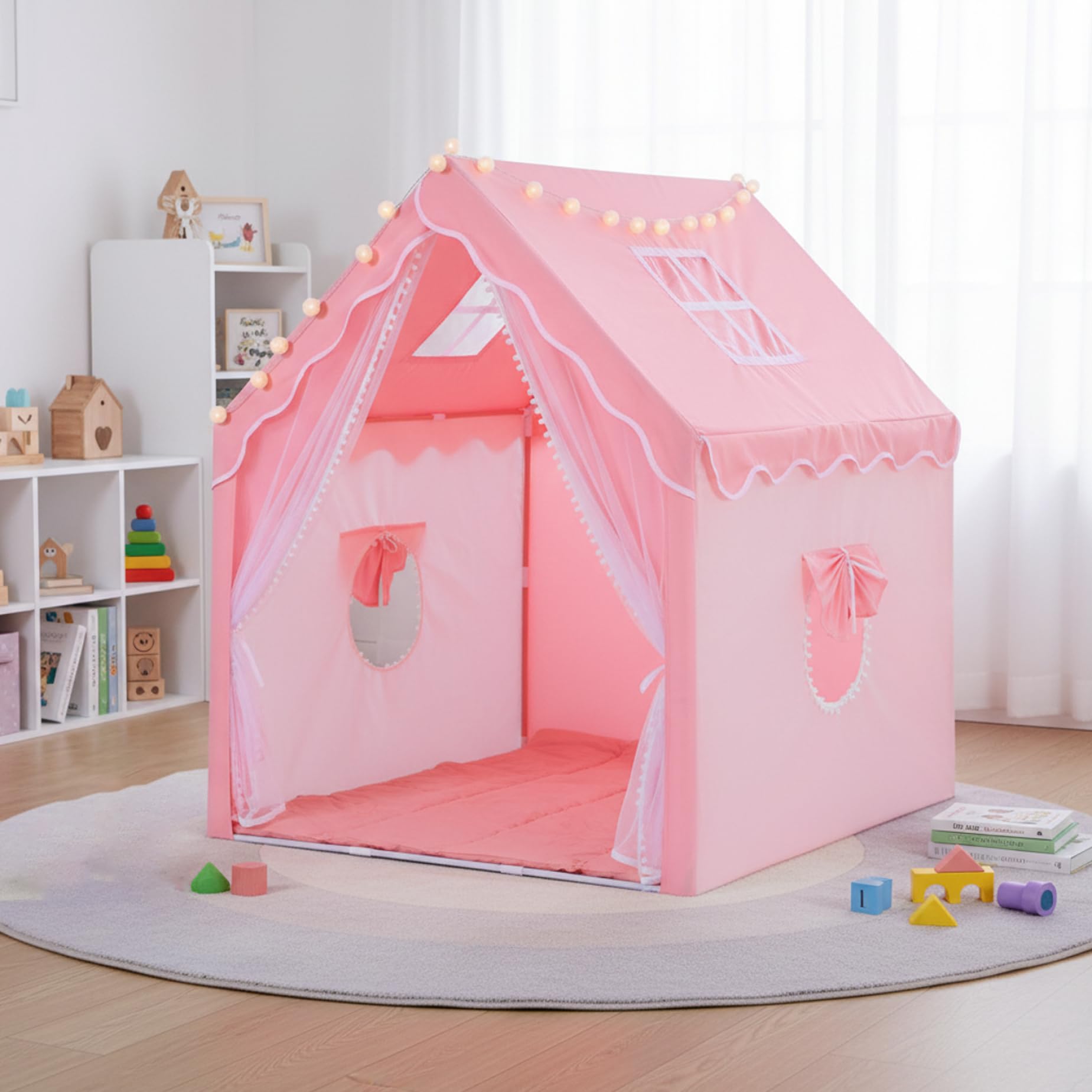 Kinderspielzelt für den Innenbereich, Prinzessinnen-Spielhaus mit Wolkendekor, geräumiges, faltbares Innenzelt für Mädchen und Jungen, fantasievolle Spielkinder