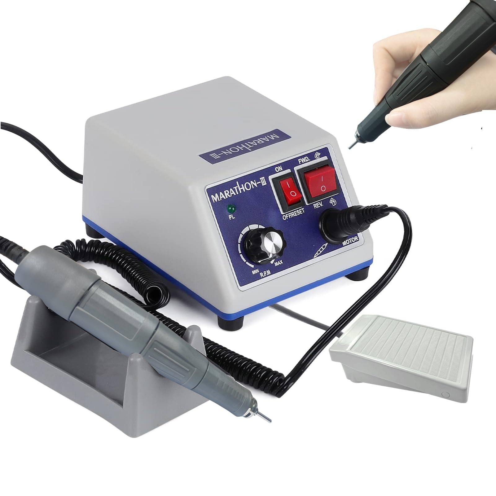 Micromotore Lucidatrice | Micromotore Per Lucidatura Elettrico 35K RPM Dimensione Punta 2,35Mm | Lucidatrice Per Gioielli Laboratorio Ceramica Silicone Lucidatura Opere d'arte (blue1)