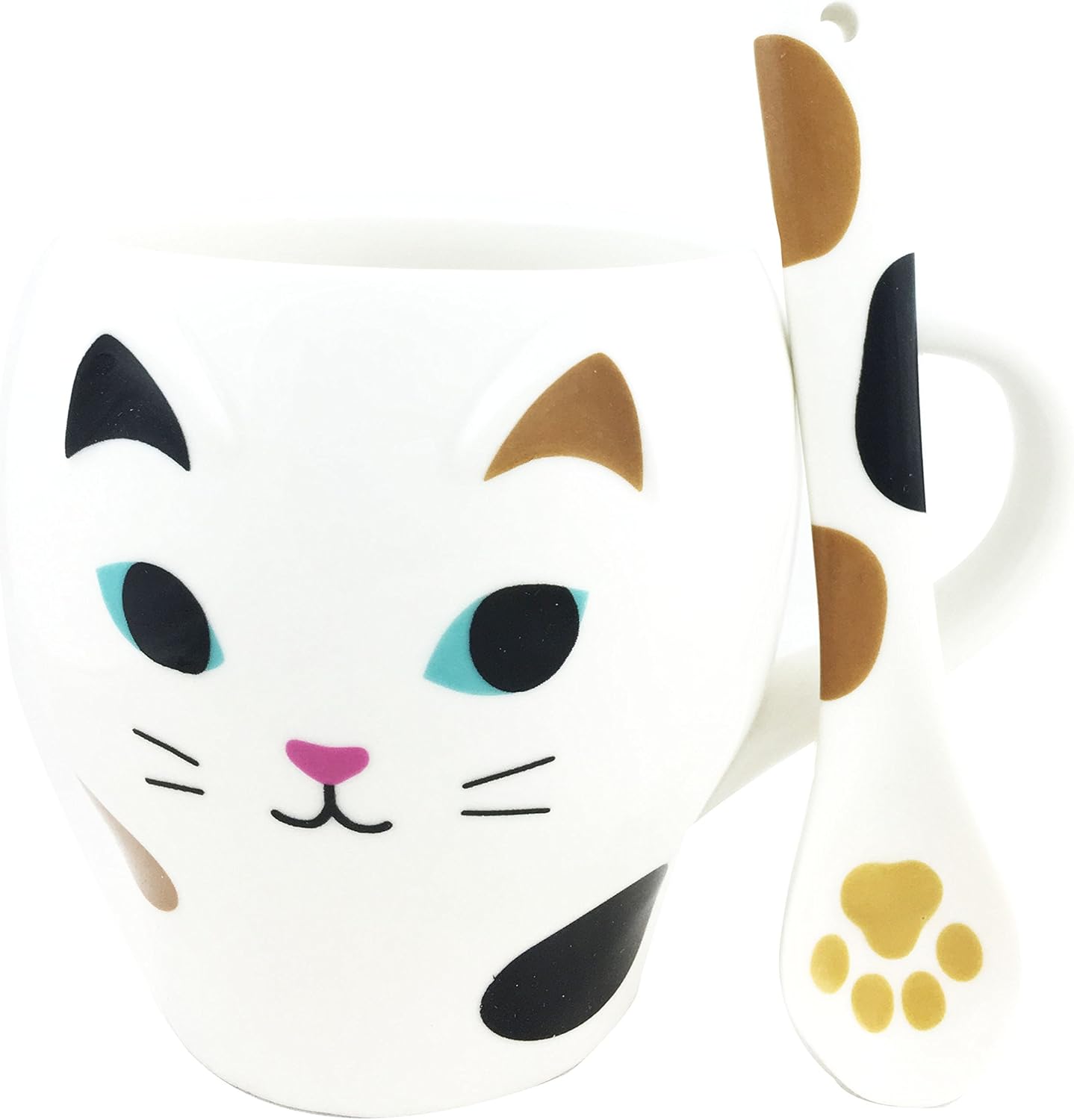 Feline White Kitty Cat Ceramic Mug Coffee Cup With Spoon Home & Kitchen Decor