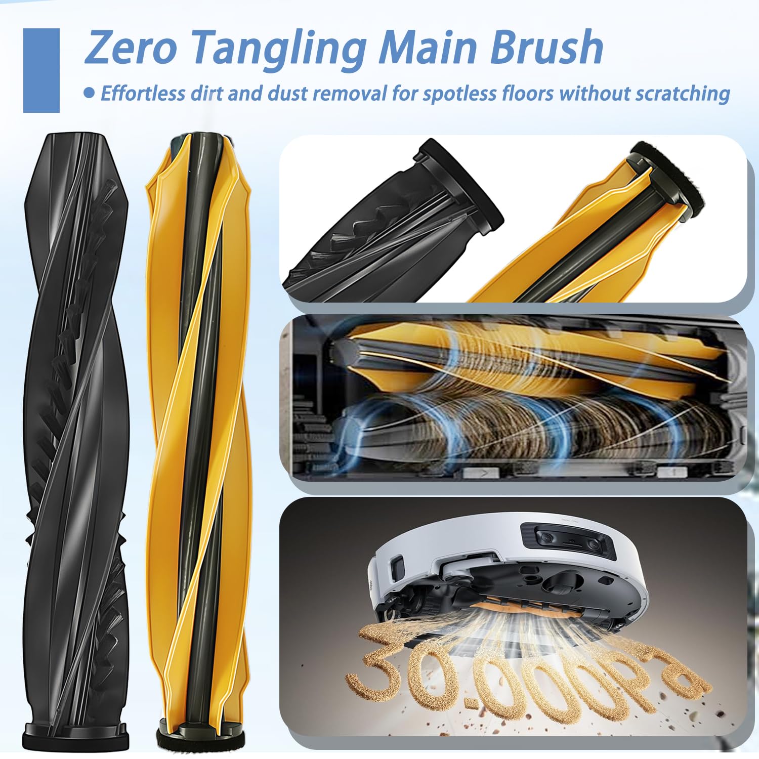 Aqua10 Ultra Ersatzzubehör-Set Kompatibel mit Dreame Aqua10 Ultra Roller Roboter-Staubsauger-Teile 2 Hauptbürsten 4 Rollen-Mop-Tuch 6 HEPA-Filter 6 Seitenbürsten 6 Staubbeutel