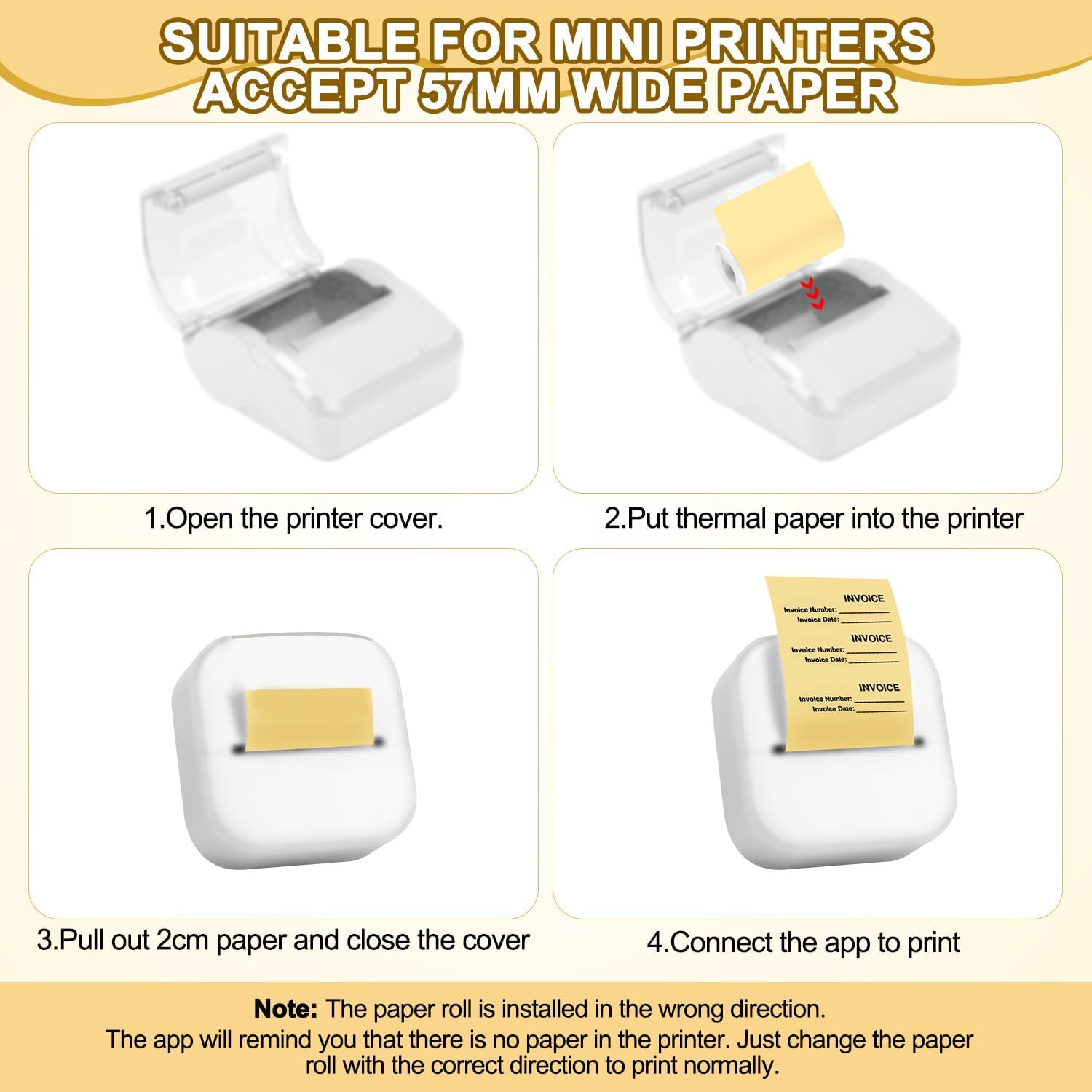 10 Rolls Self Adhesive Thermal Printer Paper, 2.17x0.98in Mini Printer Labels Sticker Paper Portable Thermal Printer Paper for Mini Printer & Kids Instant Camera (4 Colors) - Image 5