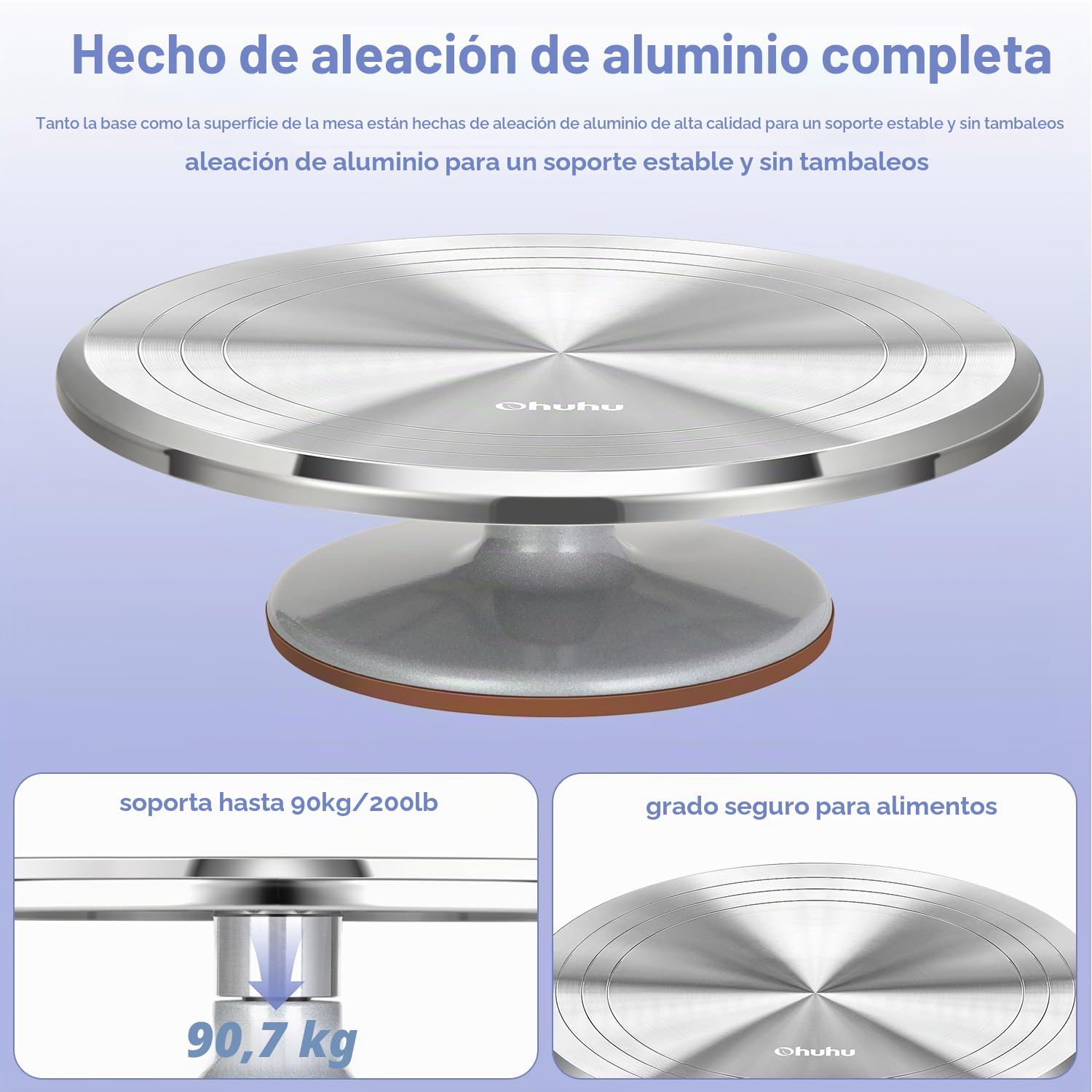 Ohuhu Plato Giratorio para Tartas, 12 Pulgadas Bandejas para Tartas Aleación de Aluminio para Hornear, Decorar Pasteles, Gran Regalo para Mujeres