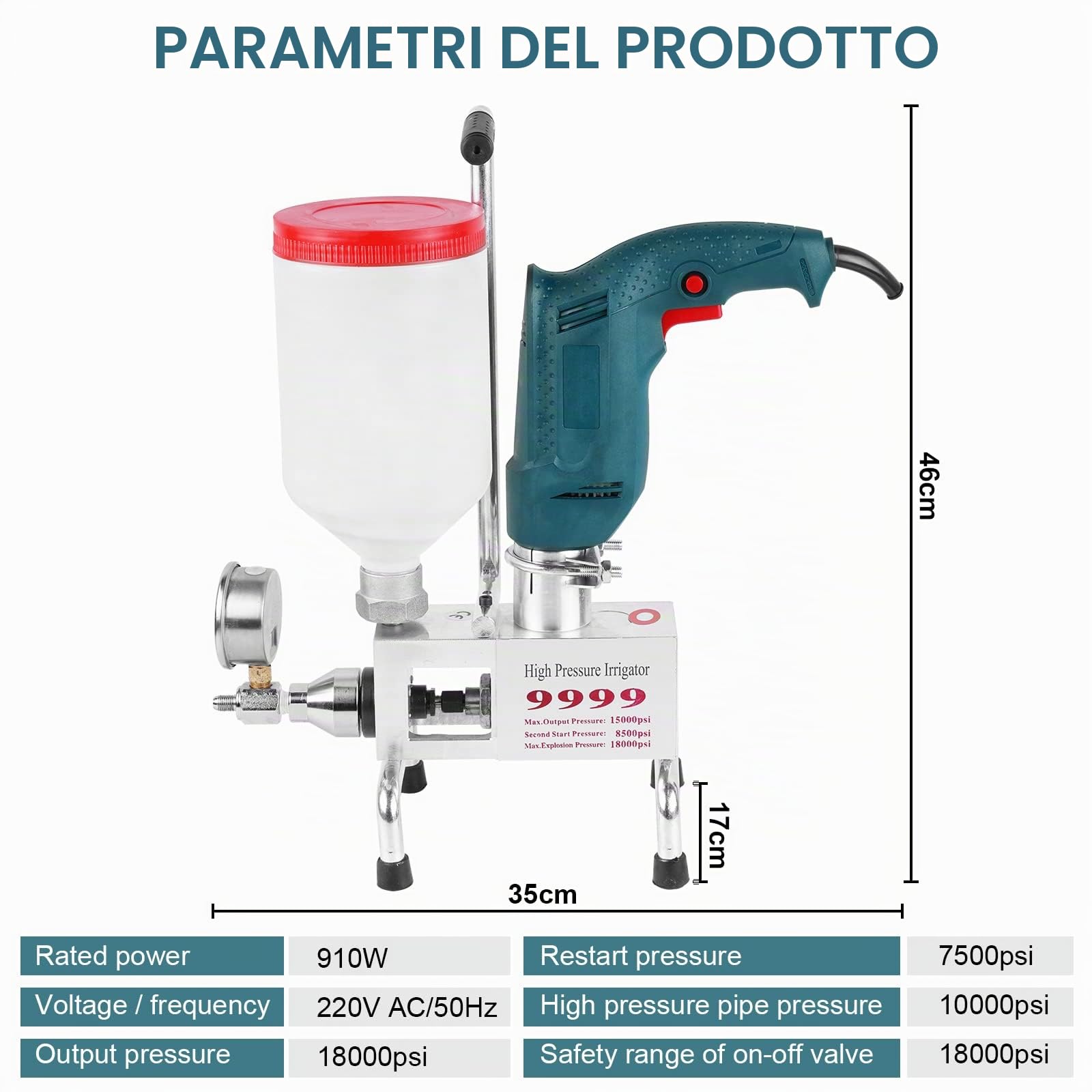 MXBAOHENG Macchina per Pompa ad iniezione per stuccatura 910W Macchina per stuccatura ad Alta Pressione Macchina per iniezione epossidica per Riparazione di Crepe nel Calcestruzzo 220V