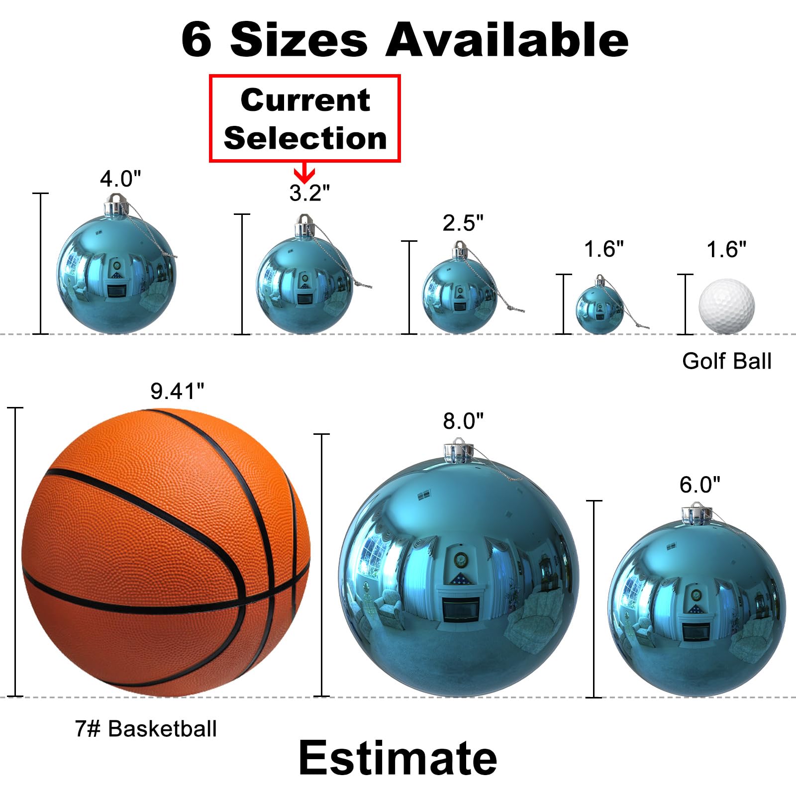 Lot de 18 grandes boules de Noël incassables à suspendre pour anniversaire, Halloween, vacances, mariage (8,1 cm, bleu layette/argenté)