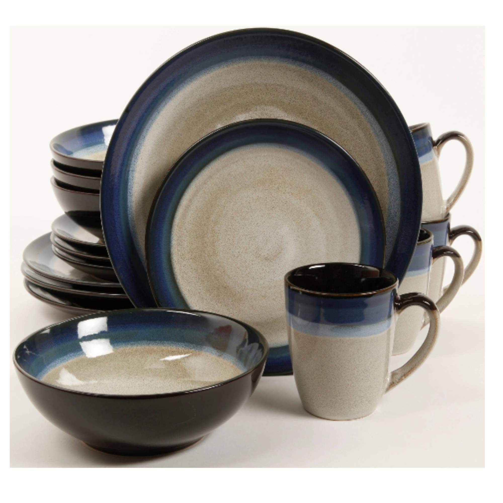 Gibson Elite 116868.12R Everston 12 Piece Reactive Glaze Dinnerware Set, Brown and