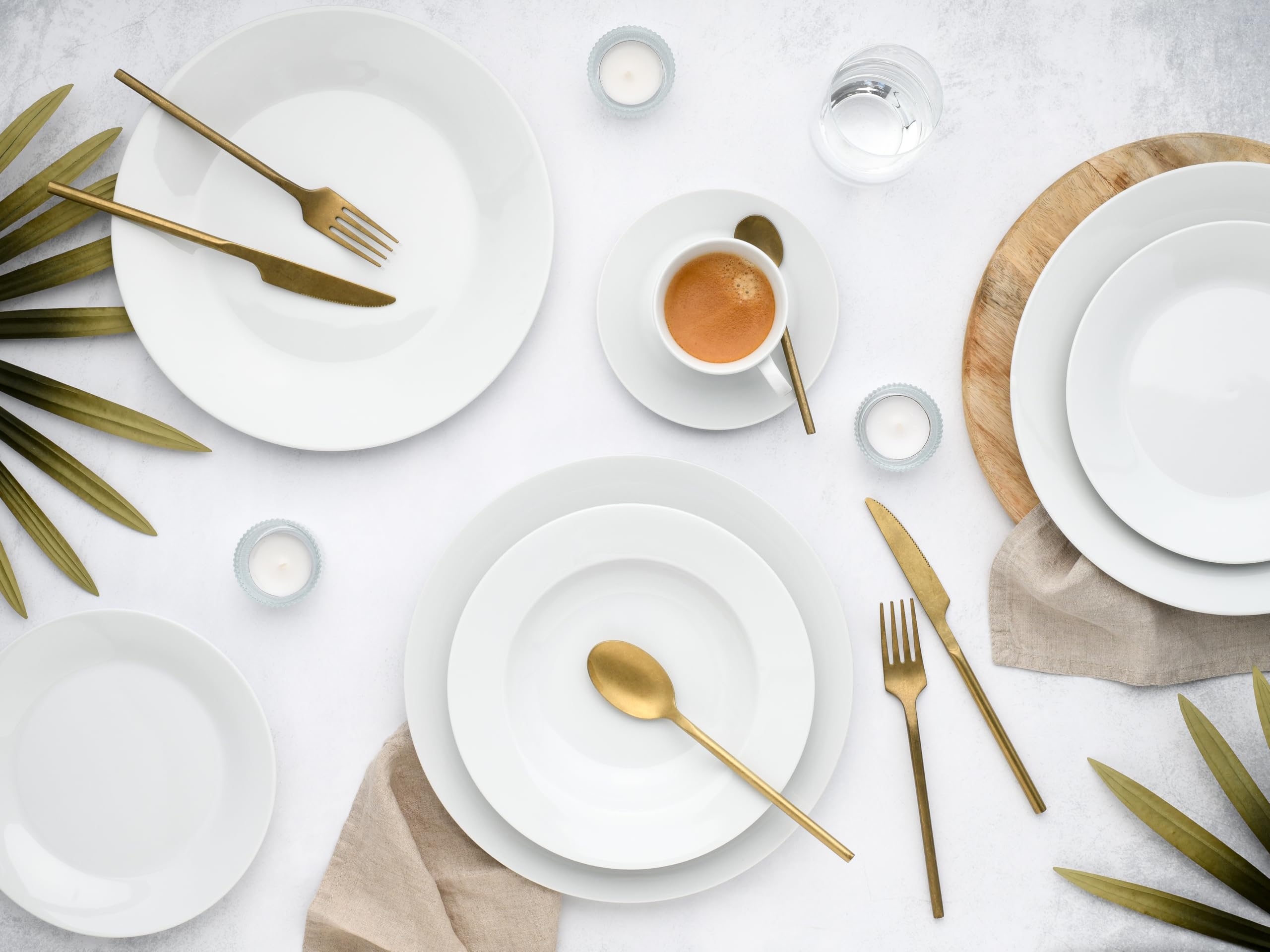 CreaTable, Serie Base Weiss, 30-teiliges Kombiservice aus Porzellan | Geschirrset, spülmaschinen- und mikrowellengeeignet, Qualitätsproduktion, 24533