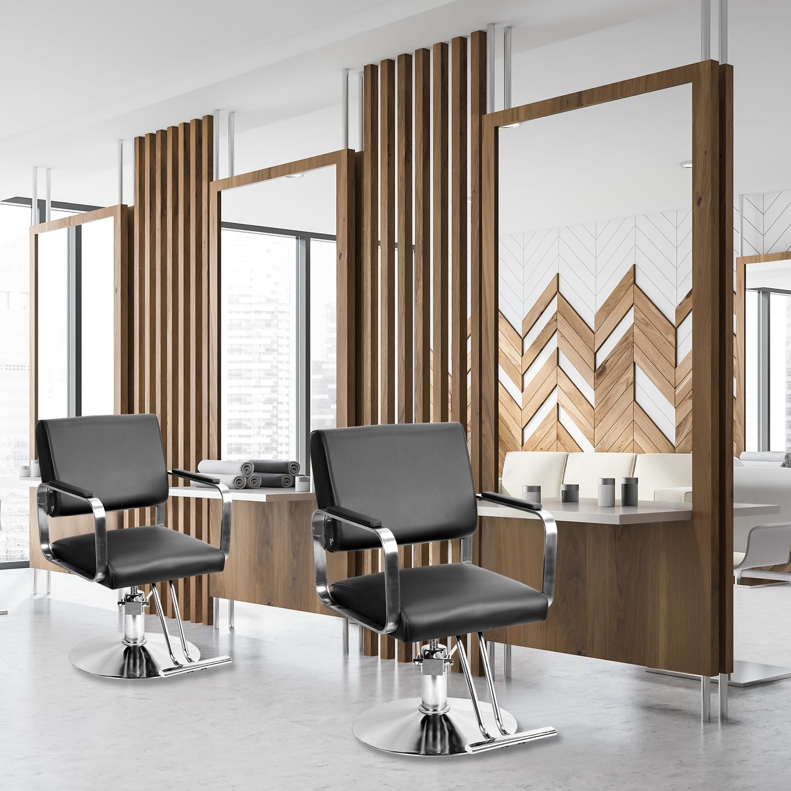 Hydraulischer Friseurstuhl, höhenverstellbarer Styling-Stuhl für Salon, Schwarz