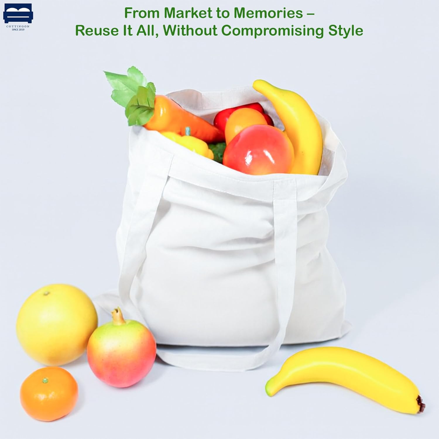 Cottingon Cotton Tote Bags Pack of 24, Reusable Grocery Bags, Medium Lightweight Cloth Totes for Crafts, DIY, Gifts & Events