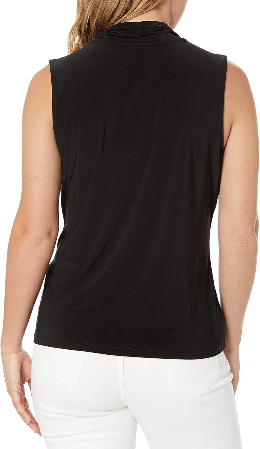 Anne Klein Womens Sleeveless Pleat-Neck Jersey Top - Image 2