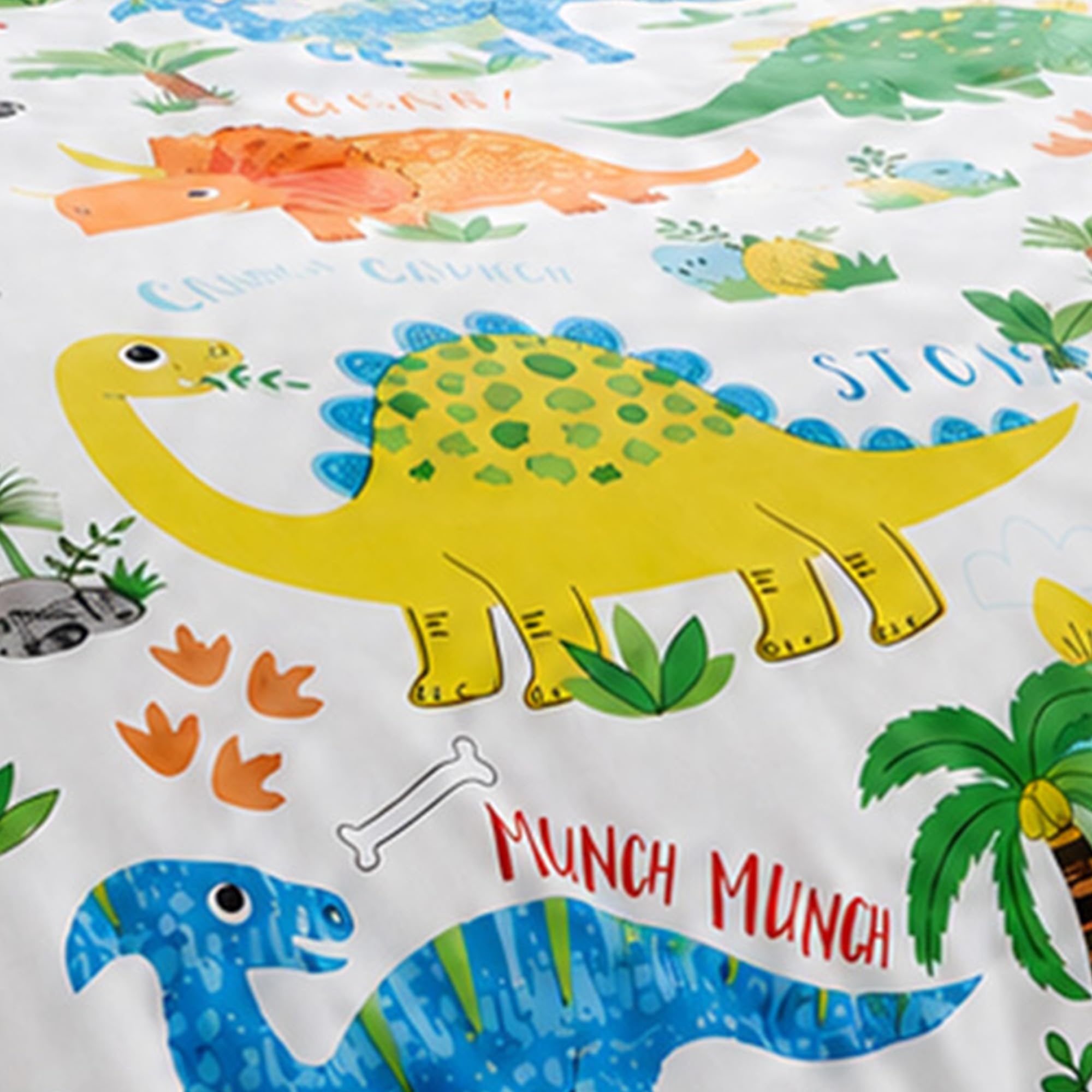 Happy Linen Company Set de Fundas Infantiles para edredón - Reversible - Dinosaurios - Tamaño bebé