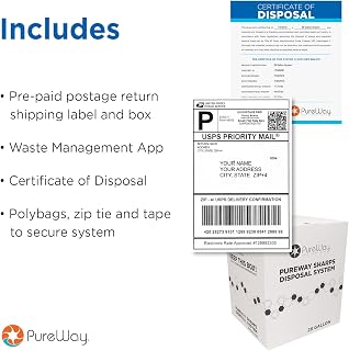 PureWay MailBack 2 Gallon Sharps Container Disposal System with Prepaid Return Label - Safe Home, Travel & Professional Use