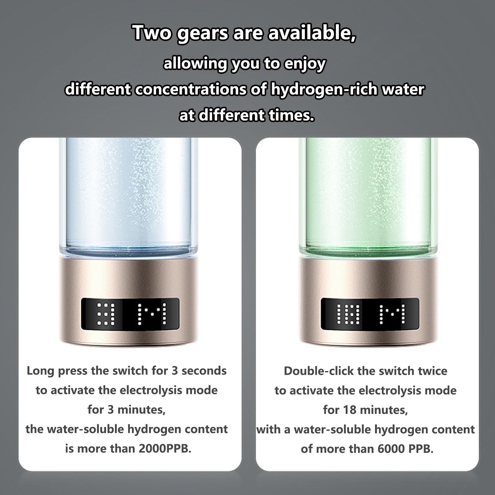 Bouteille D'eau Riche En Hydrogène Générateur D'eau D'hydrogène Avec Tube D'aspiration À L'hydrogène Et Adaptateur De Bouteille Membrane SPE Faire De La Teneur En Hydrogène Jusqu'à 2000-6000 PPB 400Ml