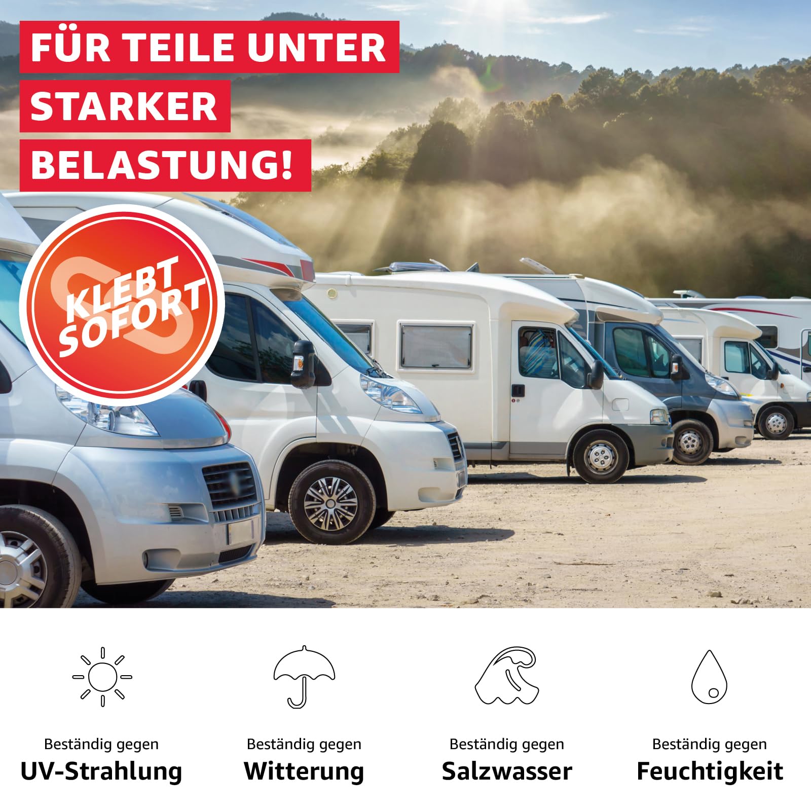 EVERGLUE Caravan Glue 1K MS Montagekleber UV-beständig 440g Kartusche MS-Polymer Kraftkleber extra stark elastischer Kleb-und Dichtstoff zum Kleben und Abdichten am Camper, Caravan, Wohnmobil