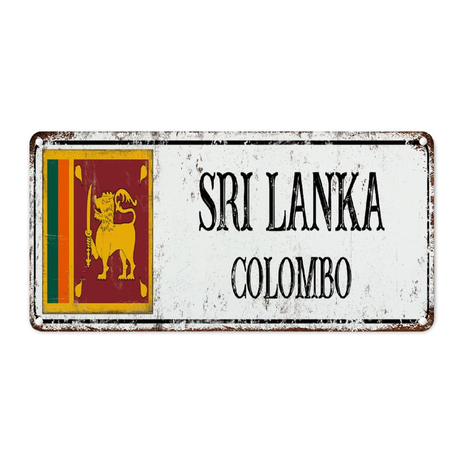 Woguangis Men's Sri Lanka Metal Wall Decor Sign National Flag Colombo City Cave Signs Country Souvenir Gift Vintage Metal Tin Signs For Living Room 12X6in Housewarming Gift To Friend