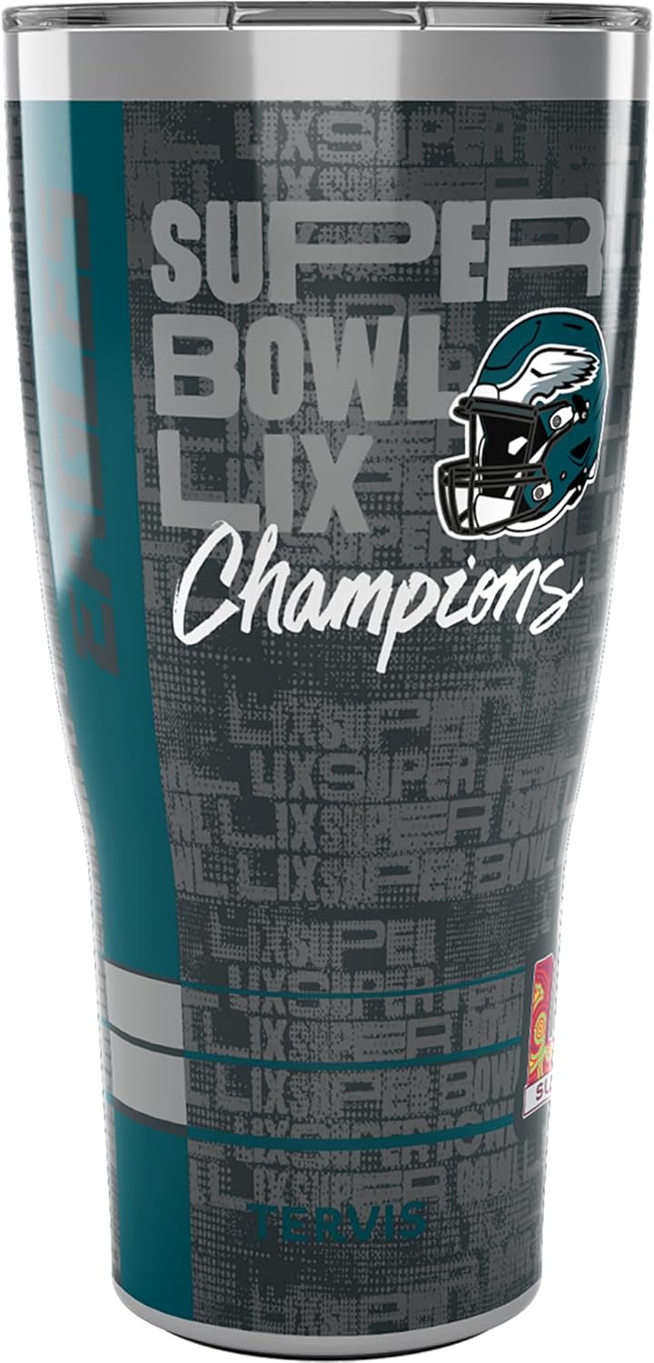 Tervis Traveler NFL Philadelphia Eagles - Super Bowl LIX Champions Triple Insulated Tumbler Travel Cup Keeps Drinks Cold & Hot, 30oz, Stainless Steel