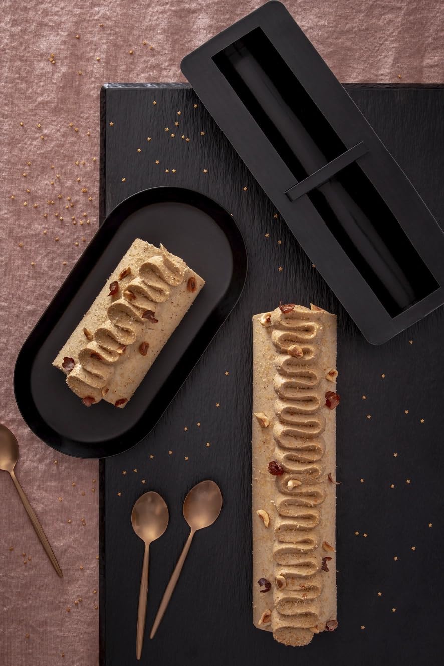FLEXIPAN Moule Bûche Nicolas Paciello – Recette Glacée, Entremet, Bavaroise Framboise - Patisserie Accessoire Silicone Modulable, Innovant - Noel, Fêtes - Facile à Démouler - Deux Goûts Possibles