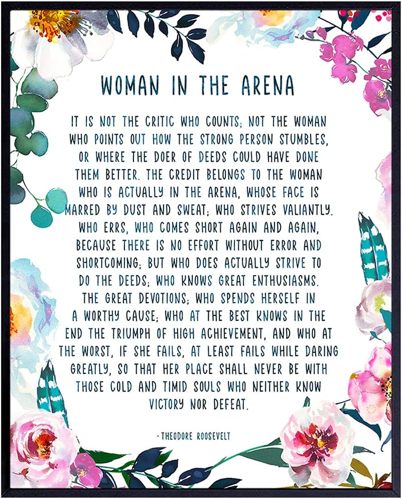 Man In the Arena Wall Art – Motivational Gifts for Women – Inspirational Gifts for Women – Encouragement Artwork for Woman – Positive Quotes Wall Decor – Motivational Posters – Sayings for Decor