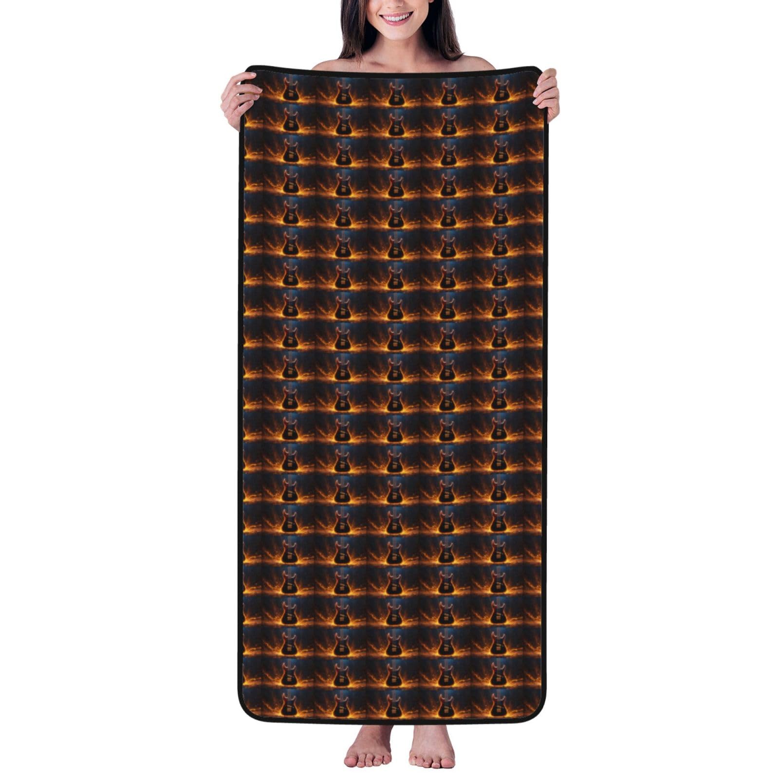 JBJGKHLP Electric Guitar Print Women Men Couples Coral Velvet Bath Towel Ultra-Soft For Home Bathroom Travel