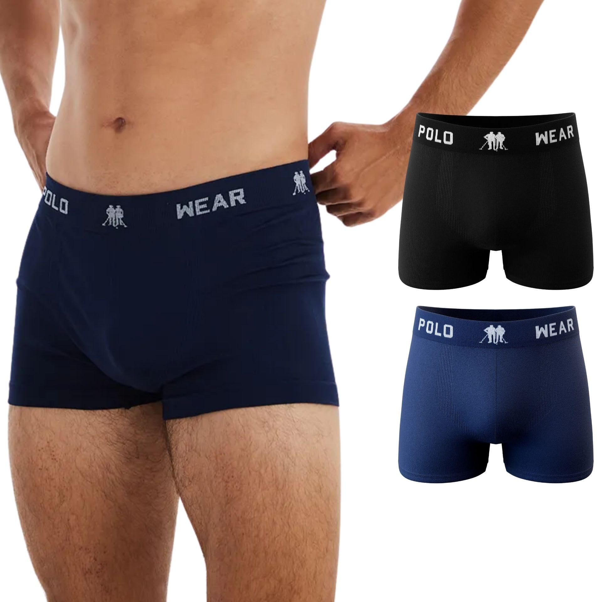 Kit 2 Cuecas Boxer Polo Wear Microfibra Sem Costuras Dry Fit Secagem Rápida Anti Assaduras Cós Elástico Confortável Masculina