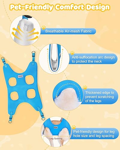 Miniatura 3 de Arnés de hamaca para aseo de perros para mascotas, bolsa de sujeción para perros grandes, bolsa de sujeción para hamaca para perros con cortauñas,