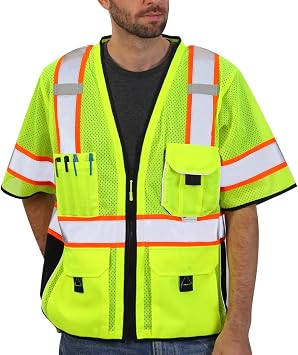 Dib Safety Heavy Duty Reflective Safety Vest ANSI Class 3, Yellow Mesh XL | Made with 3M Reflective Tape, High Visibility Surveyor Vest with Pockets and Zipper, ANSI Class 3 Compliant